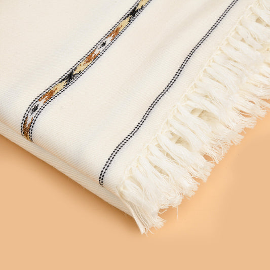 PREMIUM QUALITY OFF-WHITE PURE WOOLEN SHAWL