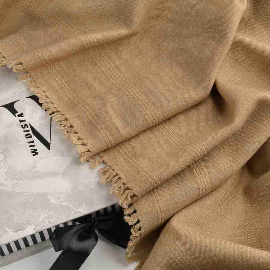 PREMIUM QUALITY CAMEL COLOR SAME STRIPED WOOLEN SHAWL